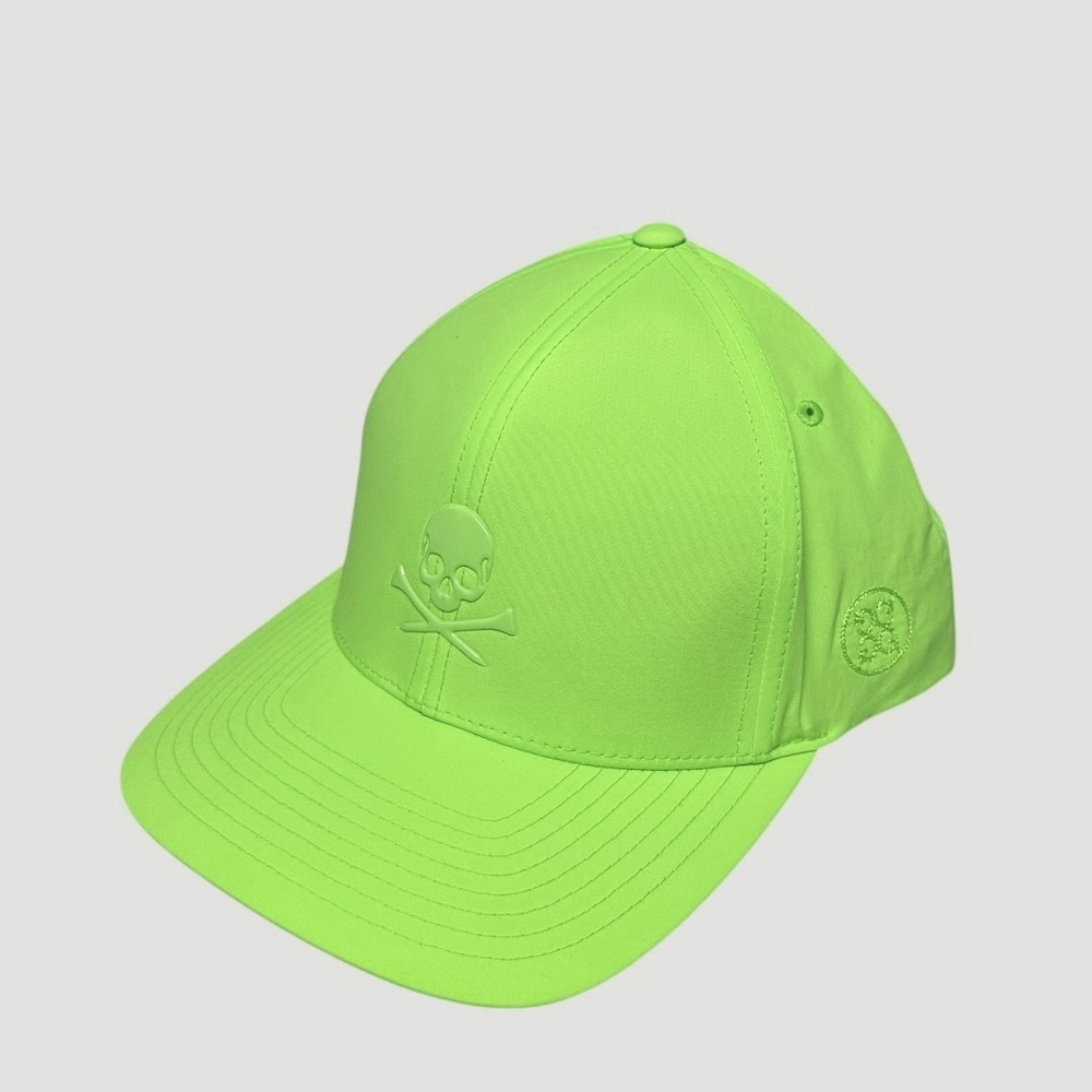 G/Fore Performance Golf Hat Neon Green Hi Vis Adjustable Snapback‎ Skull & Tees